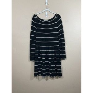 Eliza J Womens Sweater Dress Size Small Black White Striped Minimalist Coastal